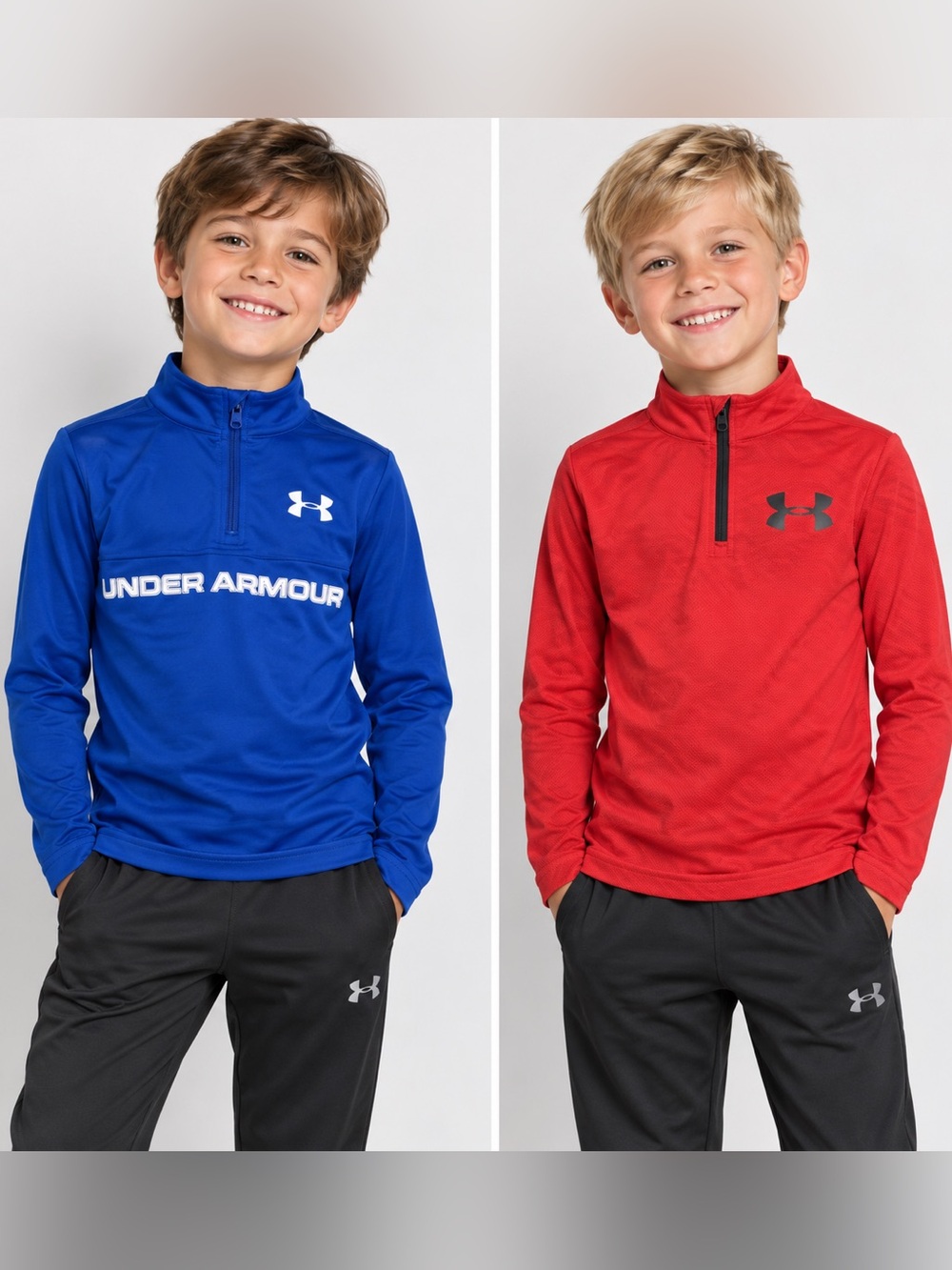 Under Armour Kids 1/4 Zip Tops YOUTH SMALL  - Royal Blue & Red

0010